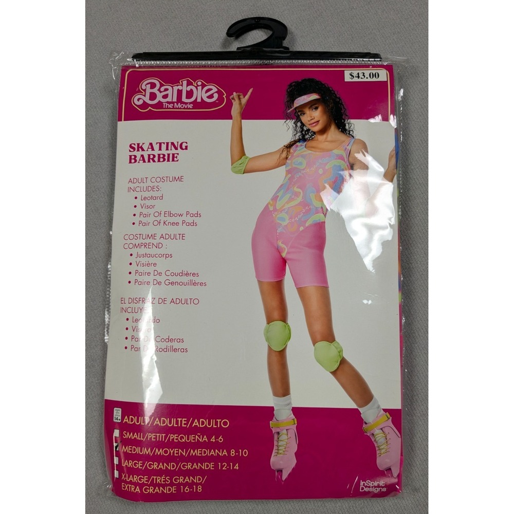 Barbie Halloween Costume Womens Medium Pink retro 80s Neon New Cosplay Skating